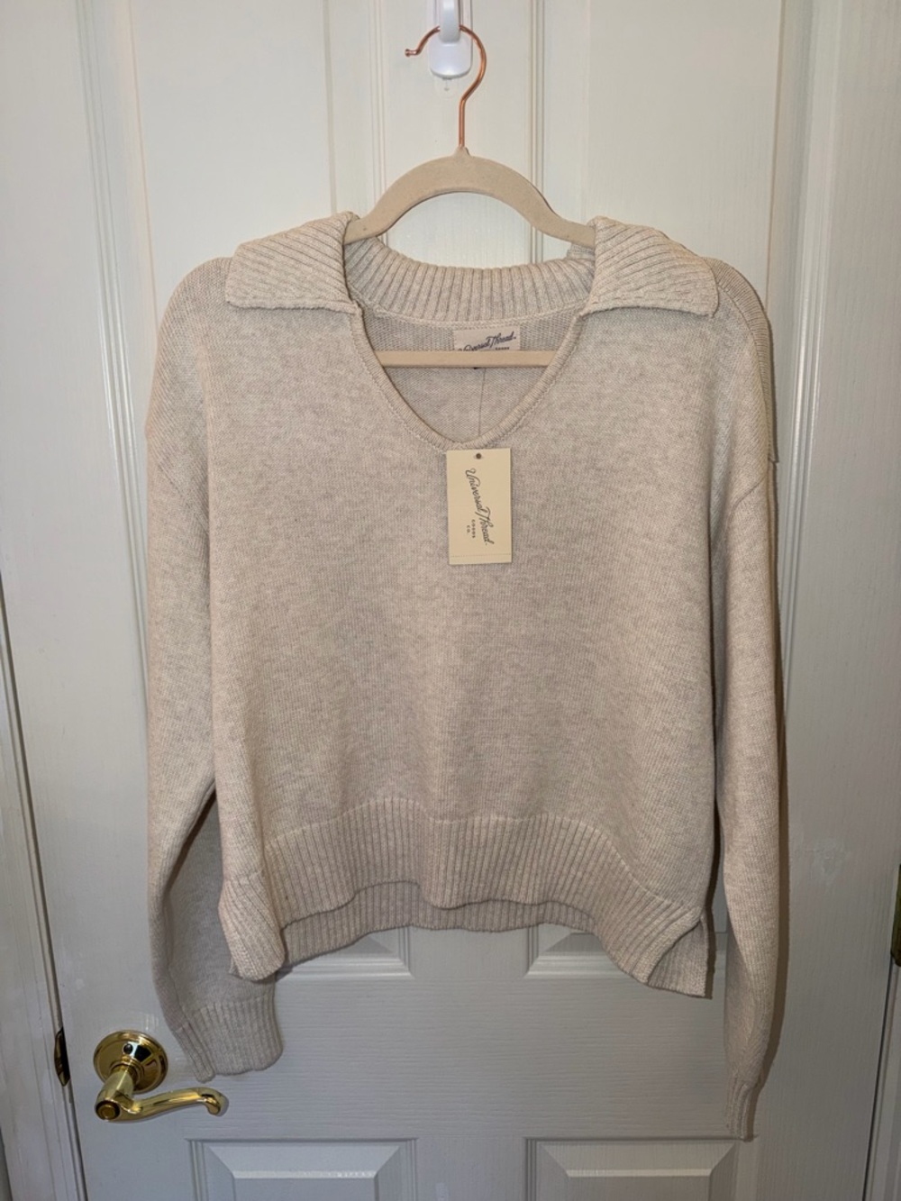 NWT Universal Thread Cream V-Neck Collared Sweater